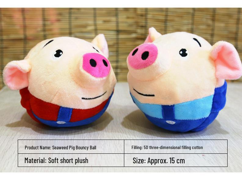 Musical Seaweed Bouncing Ball: Talking Pig, Rabbit, Dog Plush Toy for Kids