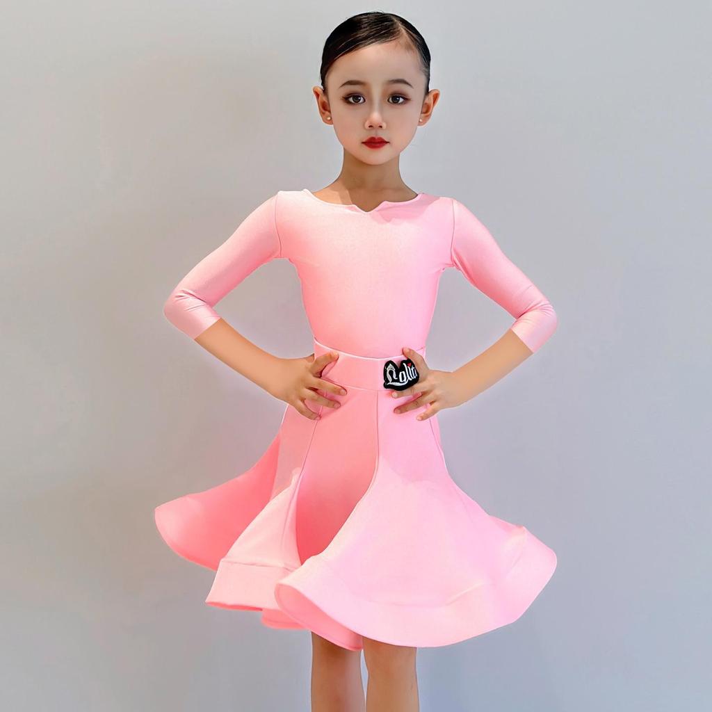 Abbigliamento da Allenamento Latino per Ragazze Vestito da Ballo da Sala Costume da Competizione Bambini Salsa Abbigliamento da Pratica Ballroom Colorato