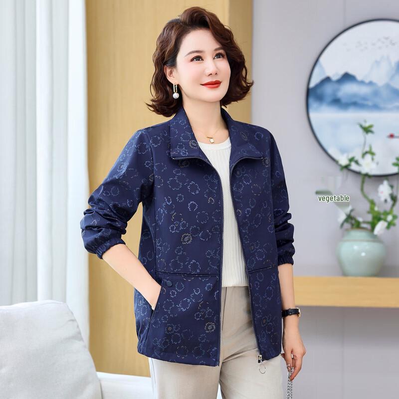Elegant Mid-Aged Women's Thin Autumn Windbreaker Jacket