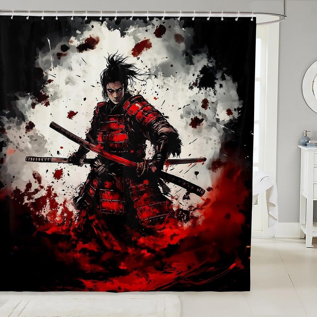 Boys Girls Japan Style Shower Curtain Japanese Geisha Bath Curtain Cherry Blossoms Bathroom Accessories Kids Teens