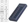 Aluminum 10-Port USB 3.0 Hub with Independent Switches and High Power Splitter