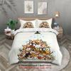 Cute Cat And Dog Pile Bedding Set White Cartoon Animal Print Bedding With Duvet Cover  Pillowcases For Kids Room