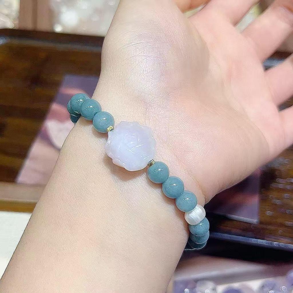 Blue Jade & Agate Flower Beaded Bracelet - Simple, Exquisite, Versatile Women's Fashion Jewelry