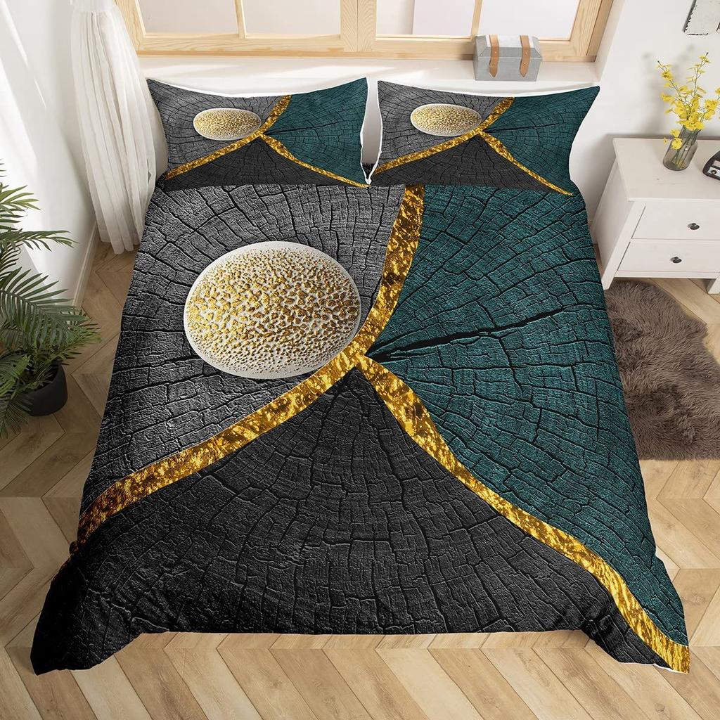 Modern Geometric Lines Three-Piece Quilt Cover Digital Printing Bedding Set Bed Cover