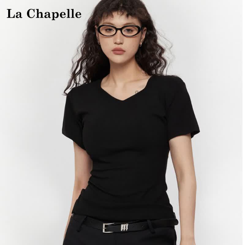 La Chapelle Women s Basic V-Neck Short Sleeve T-Shirt M