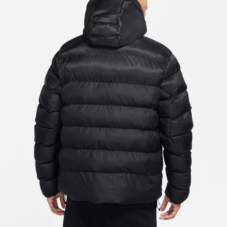 Air Jordan Solid Zip-Up Hooded Cotton Jacket Winter Men Outerwear Black DN3402-010