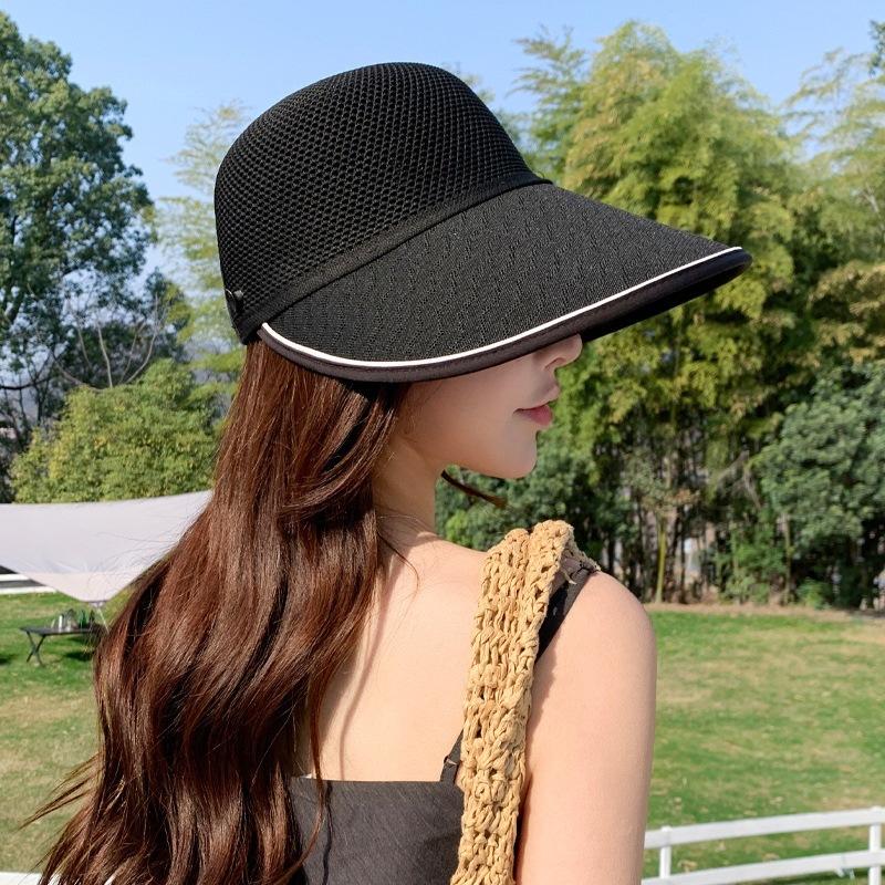 Women's mesh breathable hollow-out sun hat with wide brim - perfect for equestrian sports and outdoor activities, minimizes the appearance of your fac