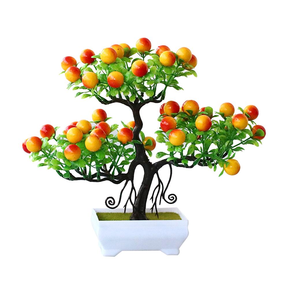 Colorful Simulation  Bonsai Ornament Lifelike Artifical Fortune Fruit Fake Flower Plant Potted Decoration For Home Office Desk