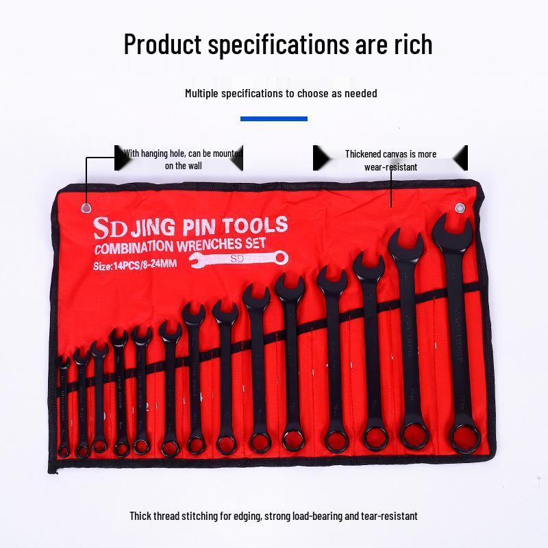 14-Piece Double-Ended Open-End Wrench Set with Electrophoretic Flower Head Design.