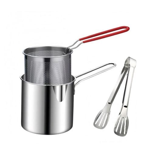 LEXCOOK 304/201 Stainless Steel Deep Fryer, Small Deep Fryer with Filter, Perfect for Deep Frying French Fries, Chicken Fillets, and More, Easy To Cle