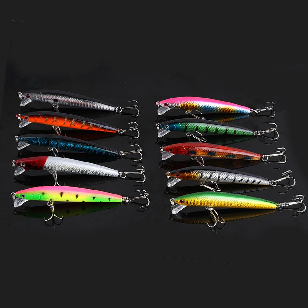 10pcs Colorful Fishing Lures 95mm Crankbaits Sharp Hooks Baits Tackle Fishing Accessories