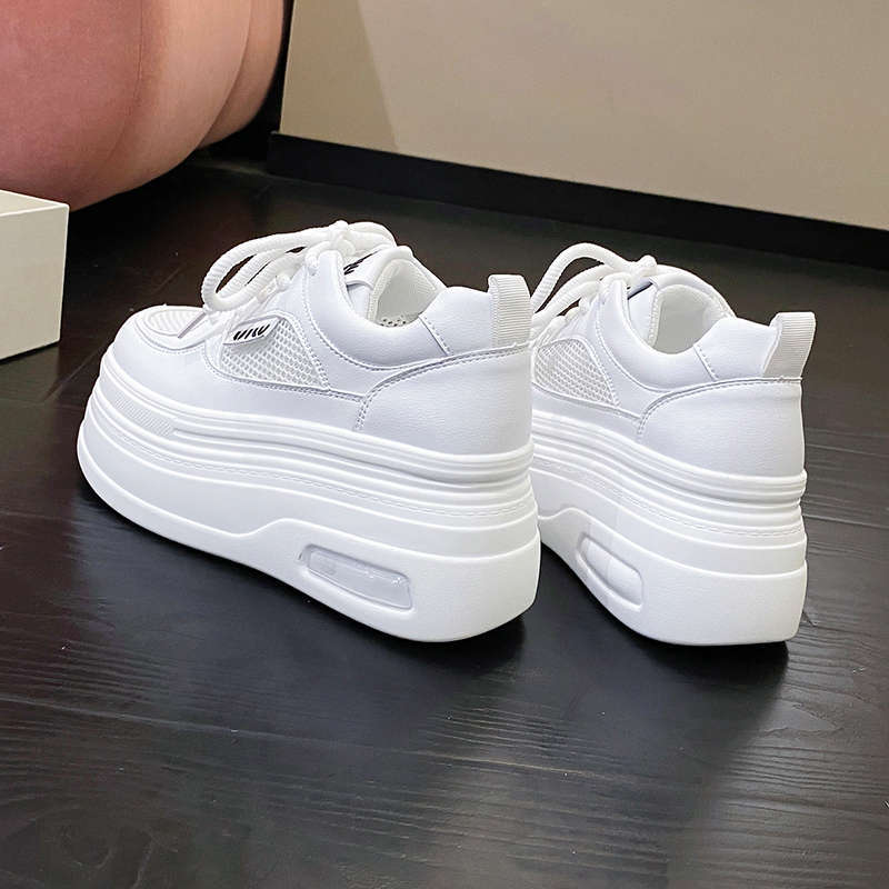 Super thick-soled heightening little white shoes women's 2025 new summer mesh breathable women's shoes lightweight and versatile casual muffin shoes
