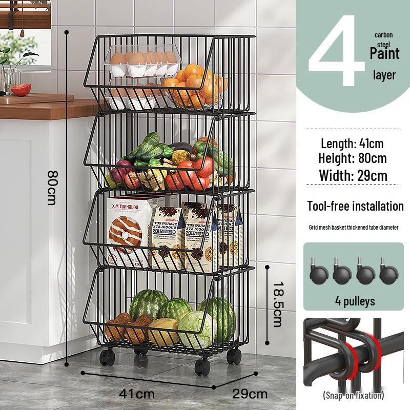 Multi-Layer Floor-Standing Kitchen Rack for Vegetables & Fruits