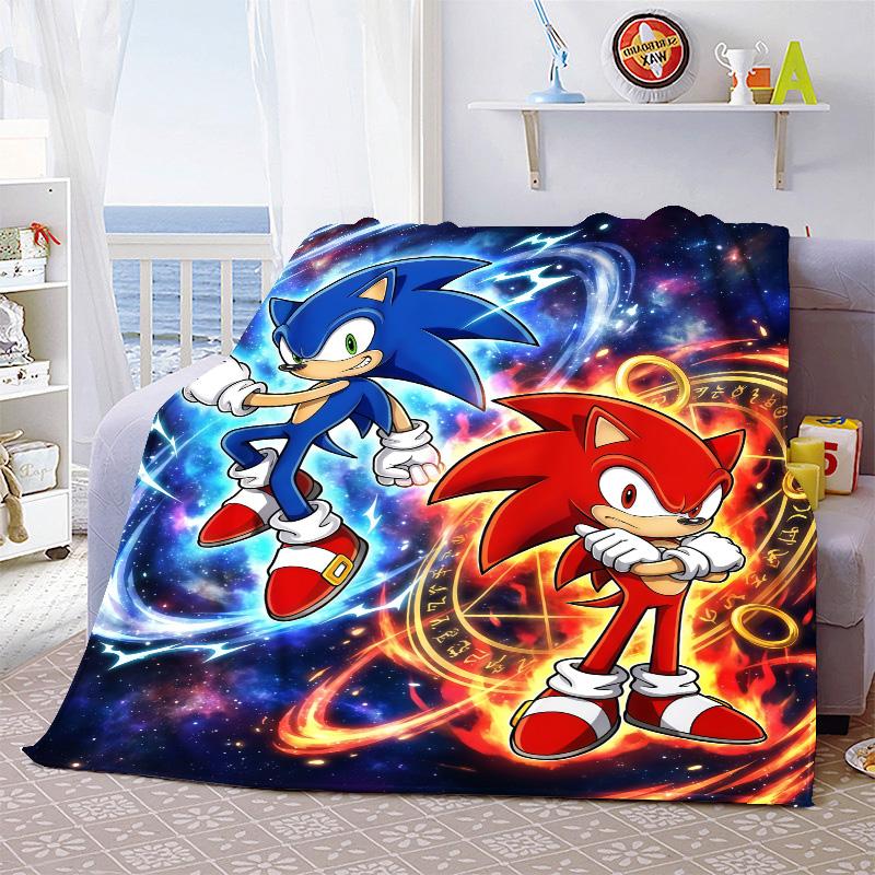 Sonic Cozy Throw Blanket Flannel Soft Warm Lightweight Blanket for Bed Sofa Home Decor -QJY