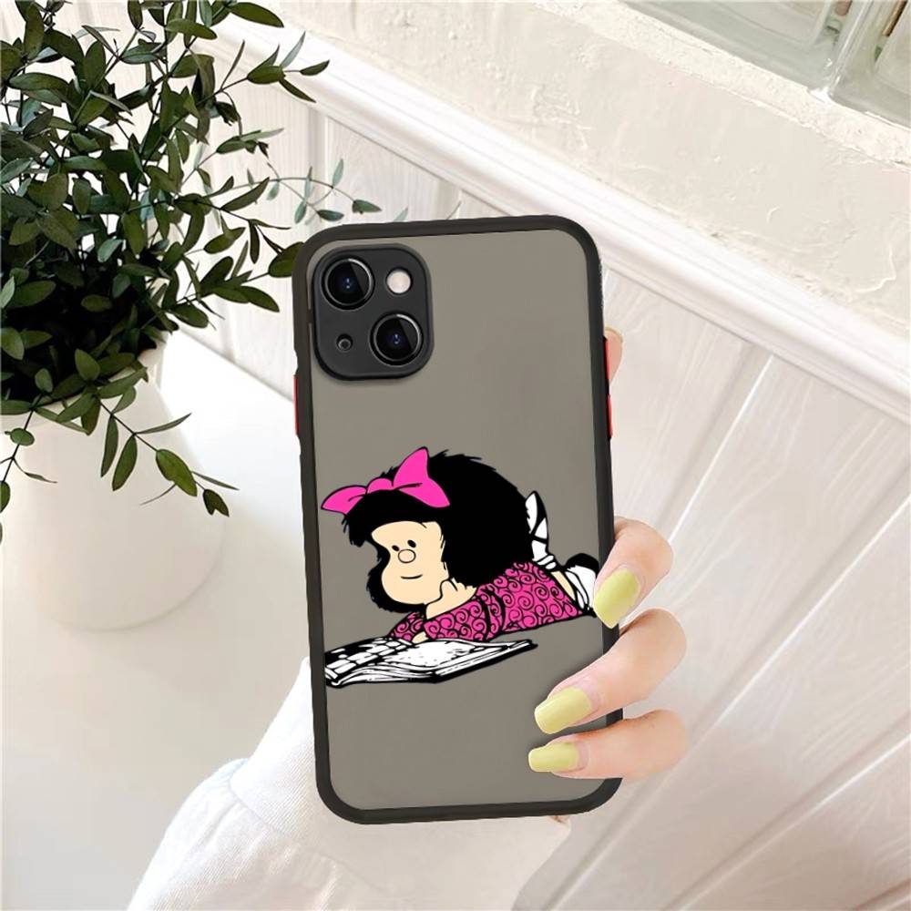 Mafalda Phone Case For IPhone 14 11 12 13 Mini Pro Max 8 7 Plus X XR XS MAX Translucent Matte Cover