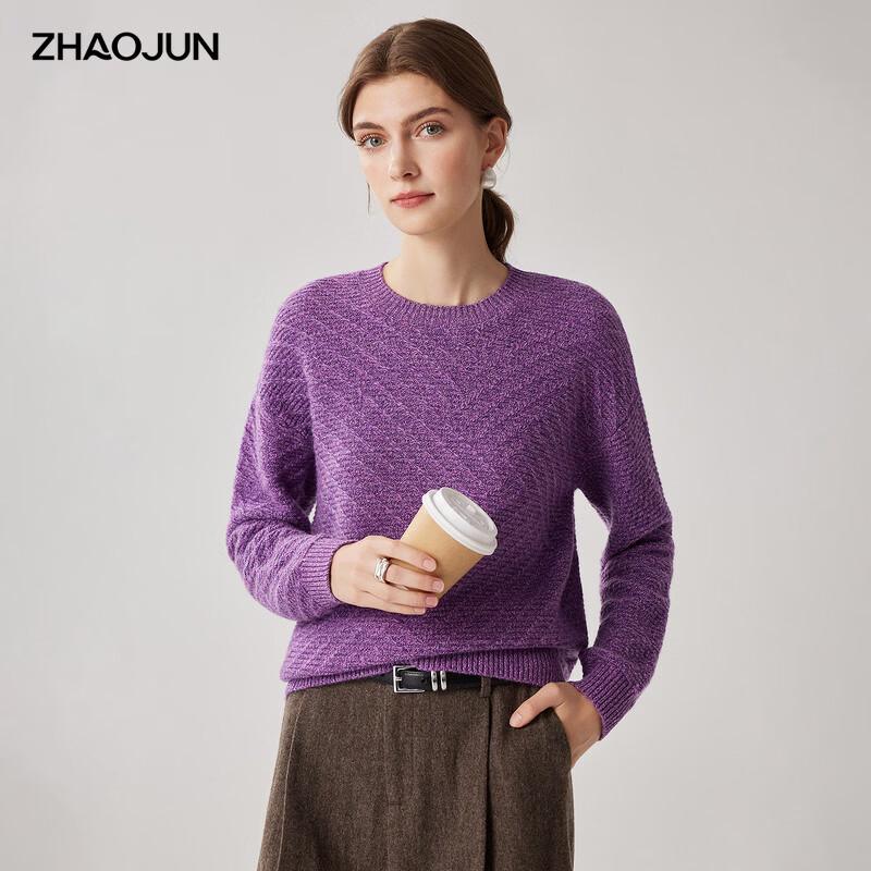 Zhaojun Women's 100% Cashmere Thickened Knit Crew Neck Sweater