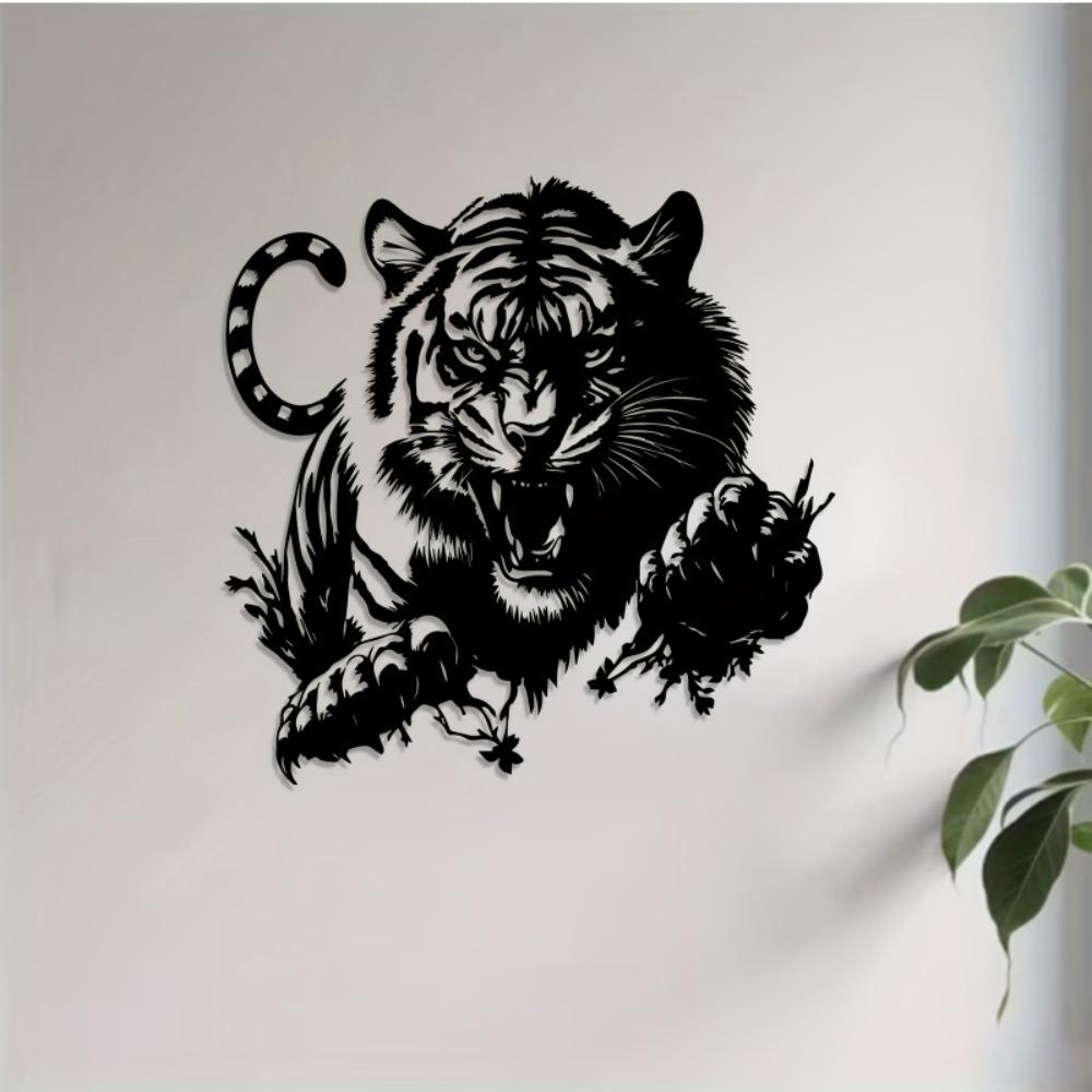 1pc Tiger Metal Wall Art, Animal Mural Sculpture, Rust Resistant for Living Room Garden Fence Decor, New Year Christmas Gift for Animal Lovers