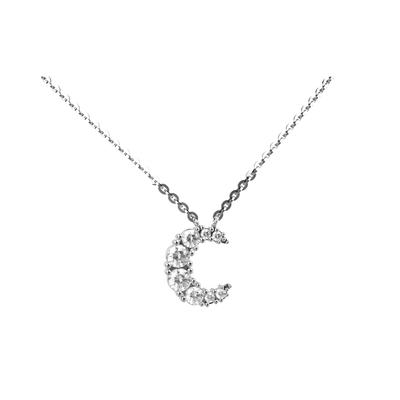 Necklace for Cute Crescent Moon Motif Moon Necklace Made of Silver S999 with Diamonds Metal Allergy Compatible Simple and Gorgeous Casual Pendant
