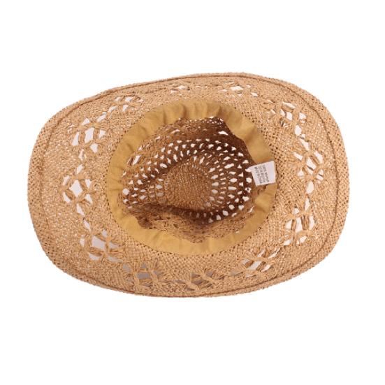 Sombrero de Vaquero Clásico Vintage Hueco Unisex Borde Rizado Ala Ancha Sombrero de Sol para Hombre Sombrero de Pesca