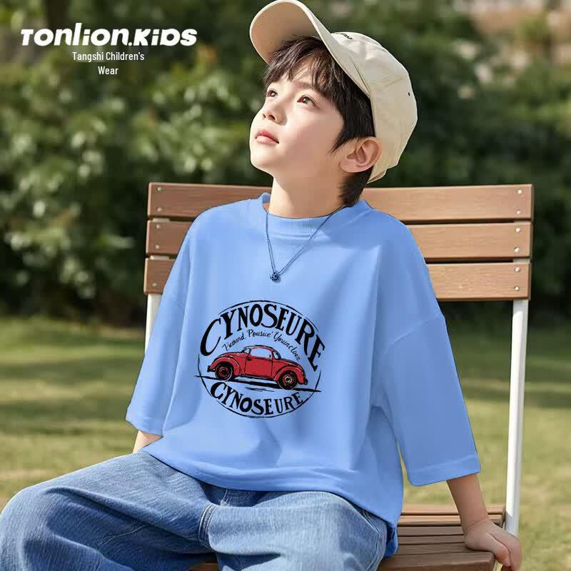 Tangshi Boys Cotton Round Neck Short Sleeve T-shirt 160