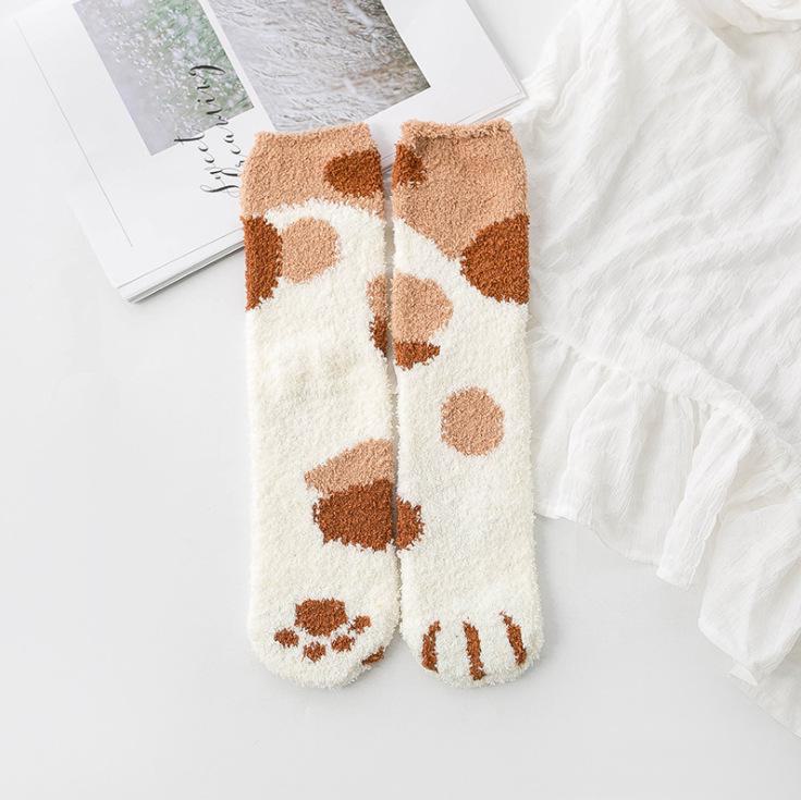 

Женские носки средней длины Velvet Cat Claw Socks — уютные, толстые зимние носки-тапочки для сна Cat s Paw Socks