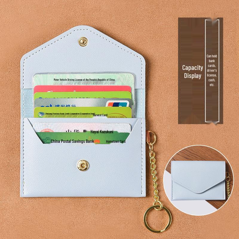 Women's Ultra-Thin Card Holder & Coin Purse Keychain - Compact Multifunctional ID & Business Card Organizer