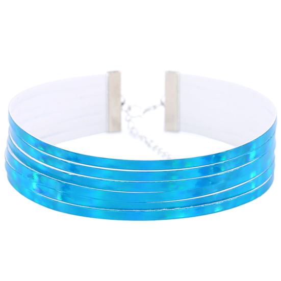 Chic Style Women Multirow 6 Layers Holographic Wide Choker Necklace Club Party