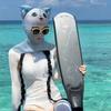 Swiming Diving Facekini Uv Sun Protection Full Face Mask Head Neck Cover Face Elastic Swim Cap For Diving Water Sports Wear