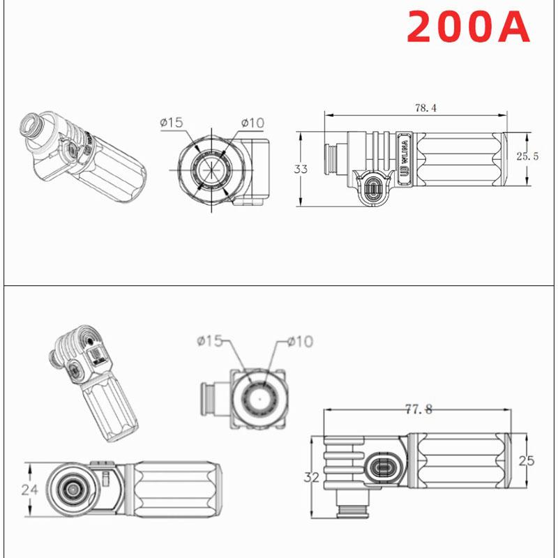 200A Single Core Energy Storage Connector High-voltage High-power Quick Plug 120A 1000V New Energy Lithium Battery Terminal