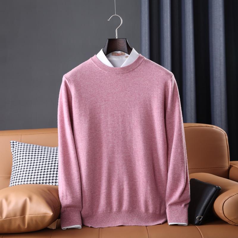 Men's Casual Autumn & Winter 100% Pure Wool V-Neck Loose Knit Sweater