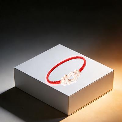 Factory  High-quality Silver Gold Plated Hand Rope Set Zirconia Horse-shoe Clasps. Fred Classic Bracelet for Couples.