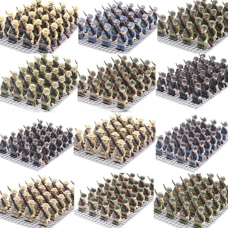 Seconde Guerre mondiale soldat militaire set de briques miniatures armée poupée humanoïde figurine d'action Corps des Marines jouet brique cadeau pièces de soldat