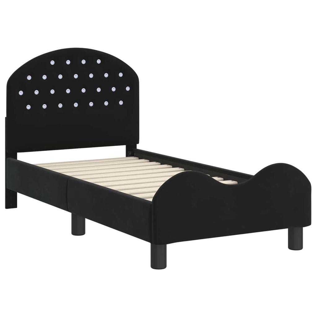 Kids Bed Frame with Headboard Black 70 x 140 cm Velvet