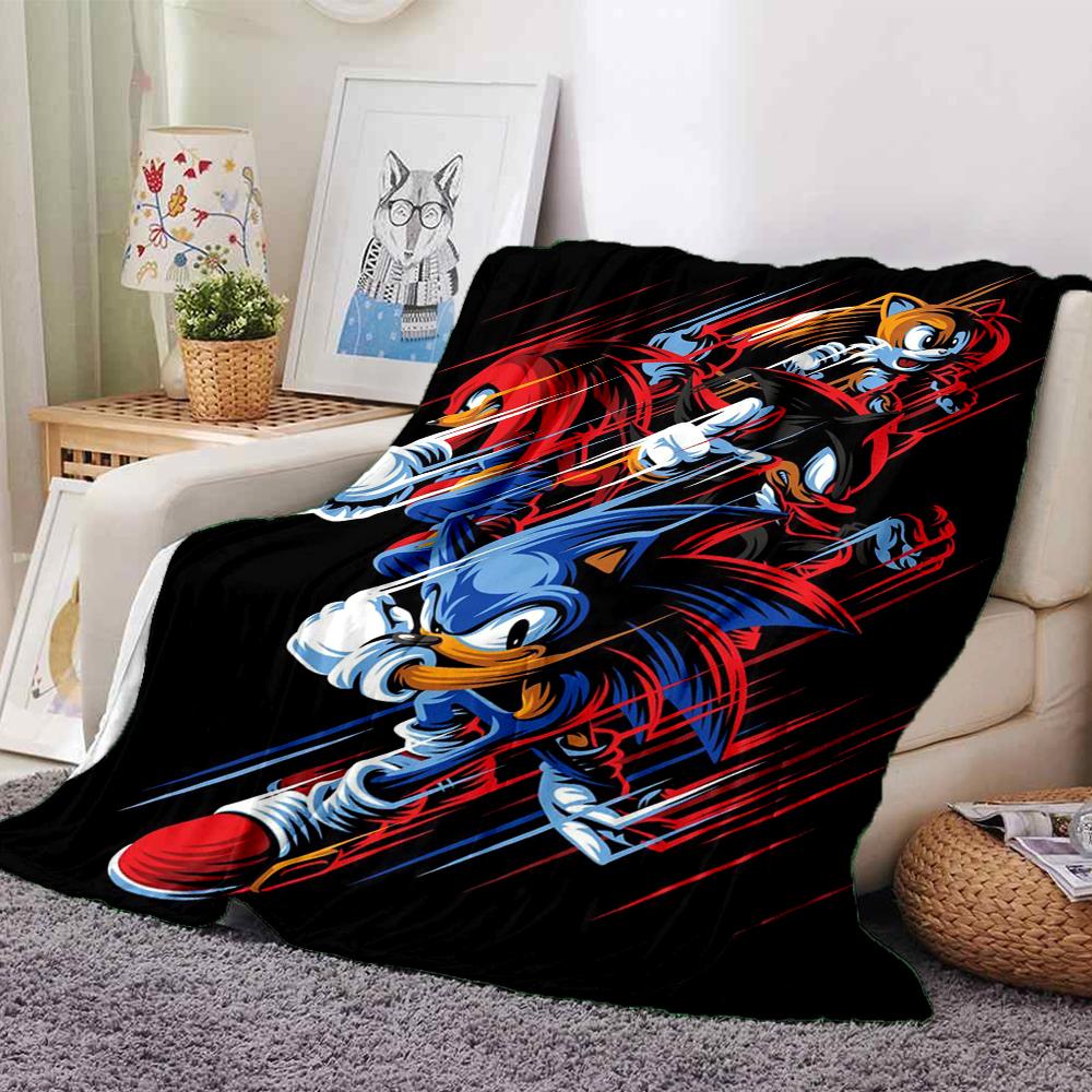1Pc Sonic Adventure Team Sonic Blanket For Couch Bed Plush Cozy Fuzzy Blanket Super Soft Warm Blankets For Fall And Winter 0918237