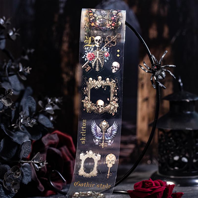 Journal GO 5x200cm Night Poem Vintage Gothic Flower Lace Border Collage PET Tape Stickers Creative DIY Journal Scrapbook Decals