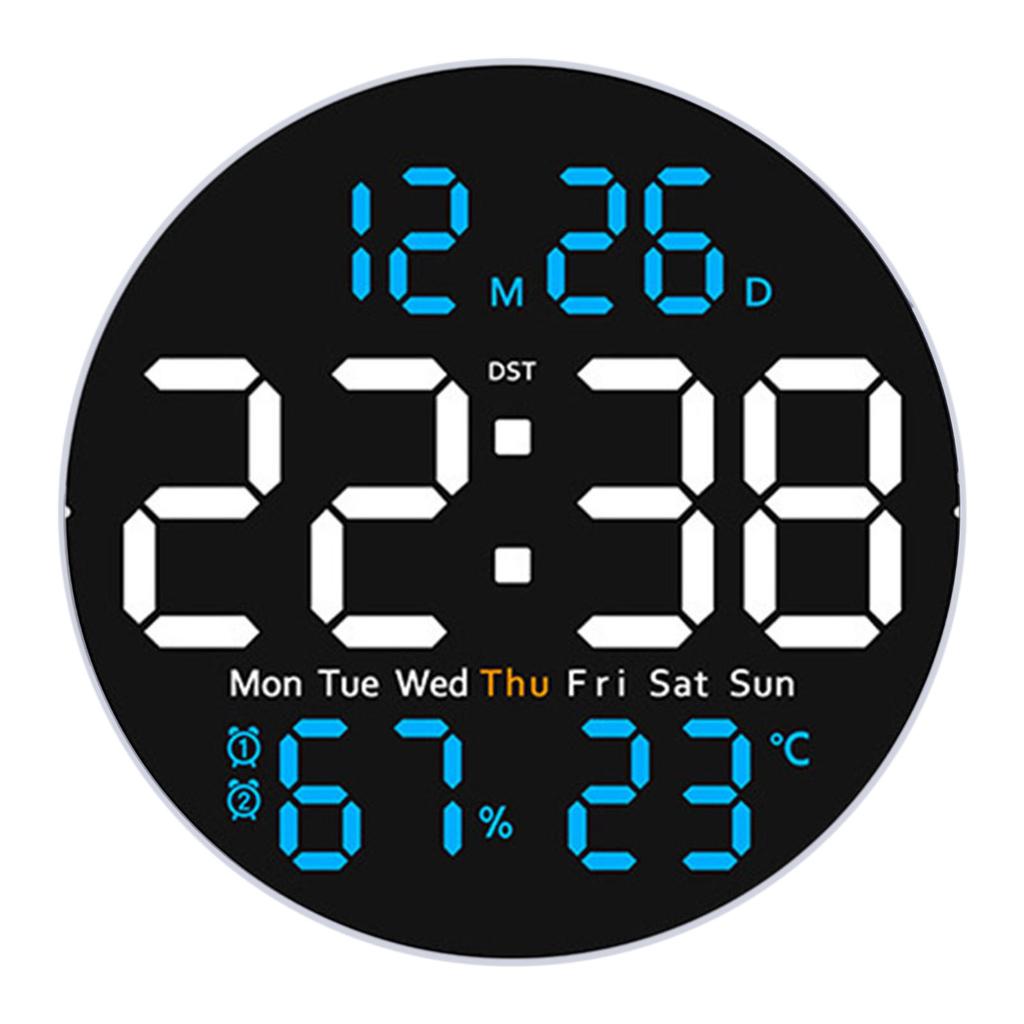 Led Clock Calendar Temperature Clock 25.5*25.5*3cm LED Wall Clock Memory Function Temperature Display Brightness Adjustment
