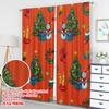 Set Of 2 Flat Printing Christmas Hot Party Curtains Snowman Tree Ornaments Digital Printed Polyester Drapes Festive Curtain