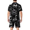 Men's Short Sleeve Pajama Set Button Down Shirt with Curved Hem and Matching Shorts Soft Casual Sleepwear Available In Sizes S To XXXXL
