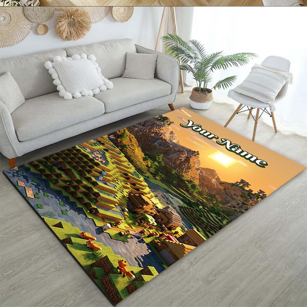 Minecraft Customize Your Name Carpet Perfect For Dormitory Playrooms Dining Room Game Room Antislip Rug Anime Office Decor Perfect Gift For Womenmen