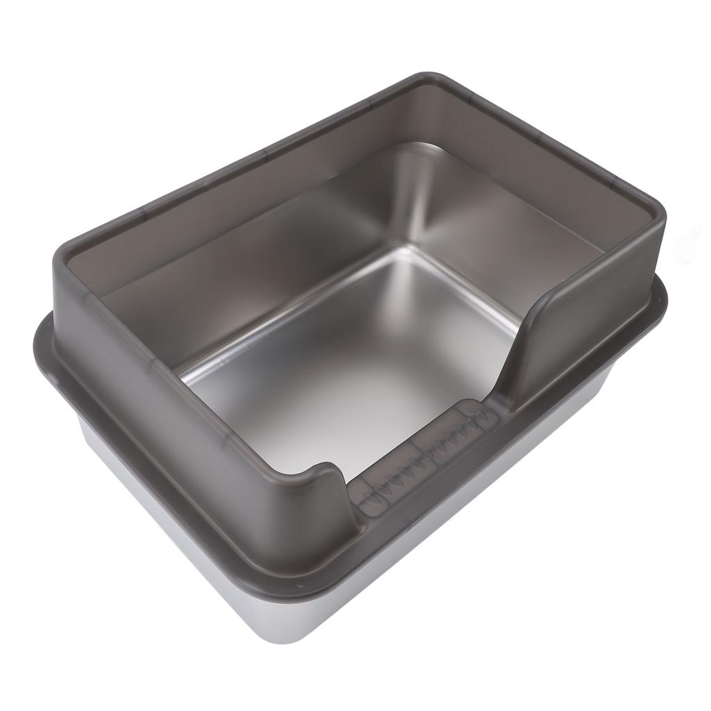 Stainless Steel Litter Pan Splash Proof Large Open Top High Side Litter Pan with Scoop