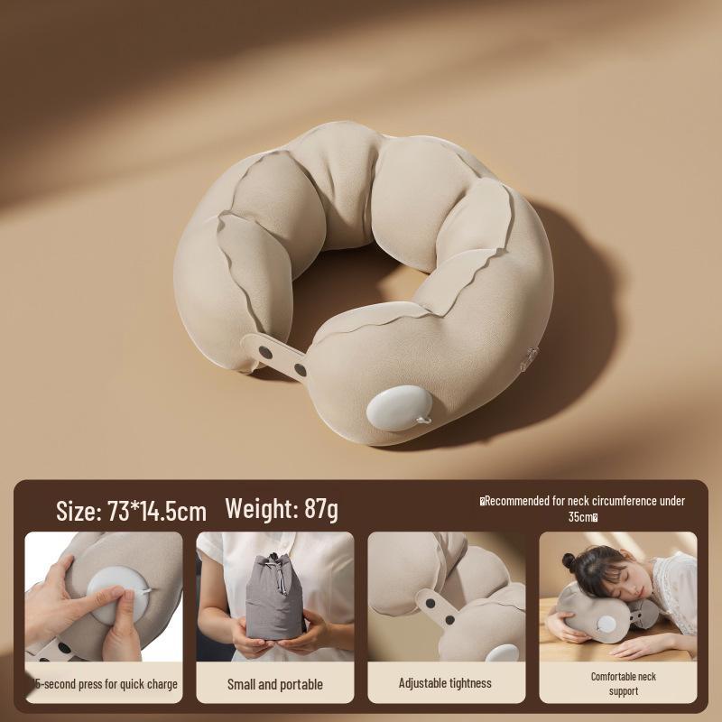 Automatic Inflatable Pillow: Portable Outdoor/Indoor Lumbar & Neck Support for Travel, Office Nap