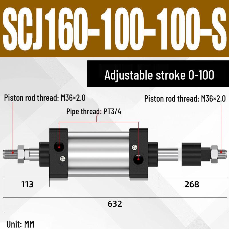 SCJ Adjustable Stroke High Thrust Pneumatic Cylinder SCJ32-160