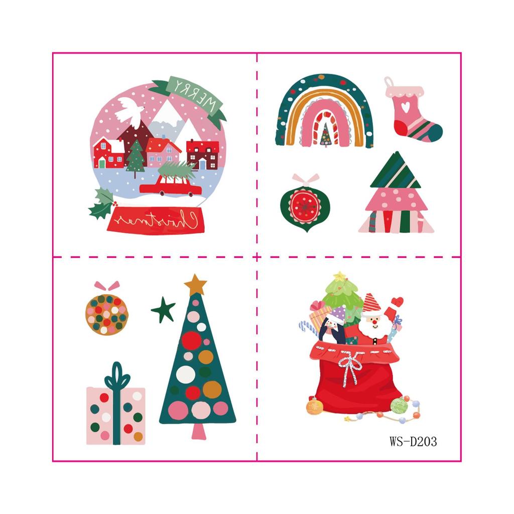 Festive Waterproof Cartoon Christmas Tattoo Stickers for Kids