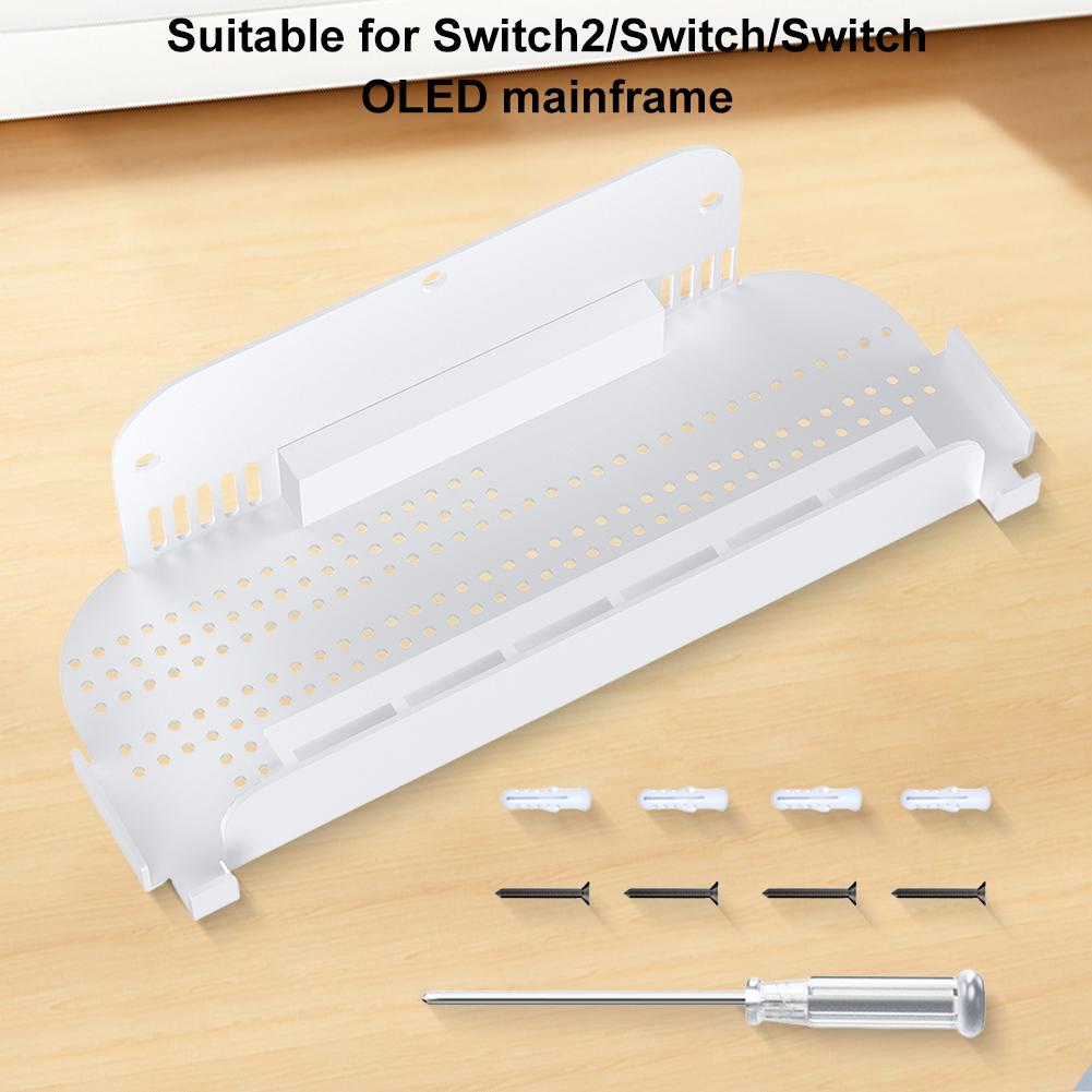 Game Console Wall Mount Host Stand for Nintendo for Switch 2/Switch/Switch OLED Host Storage Rack Metal Wall Mount Wall Stand