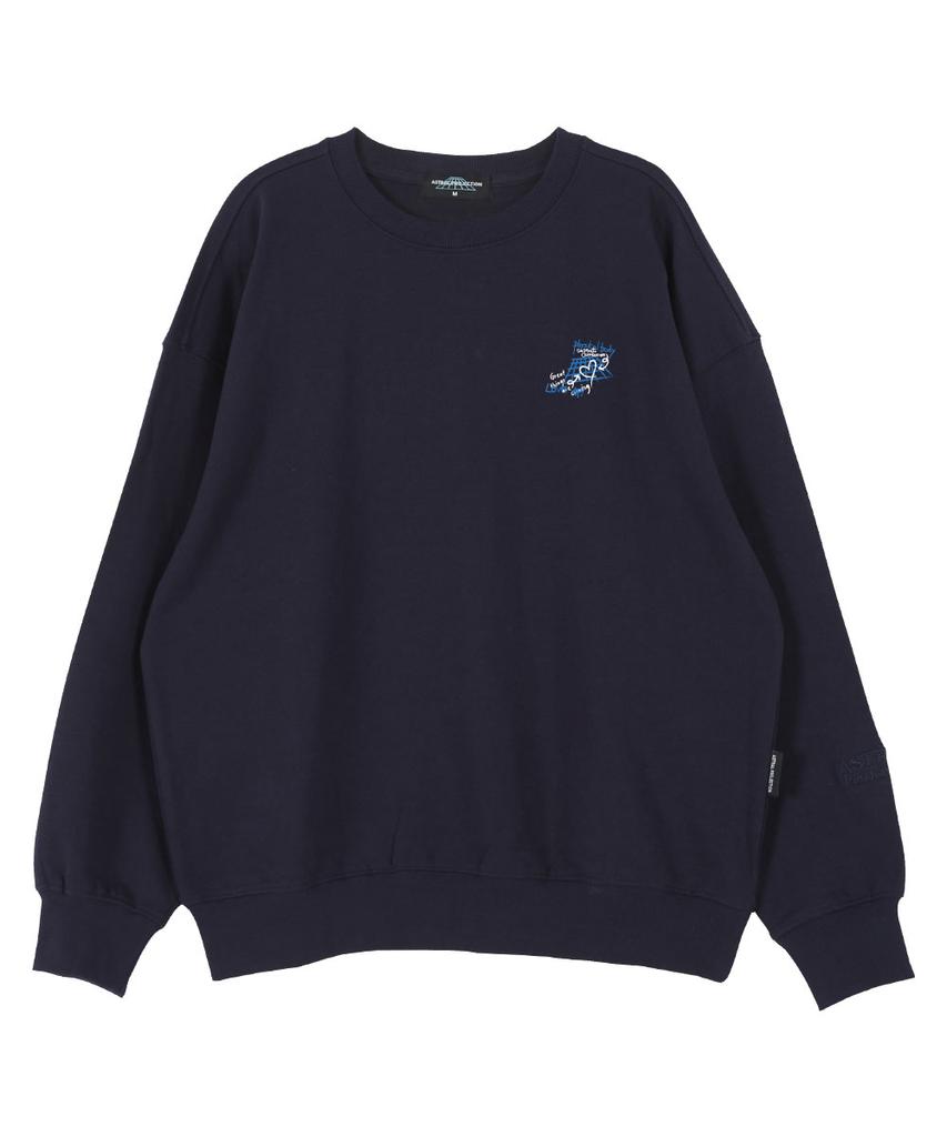 ASTRAL PROJECTION Graffiti Oversized Drop Shoulder Sweatshirt_Navy