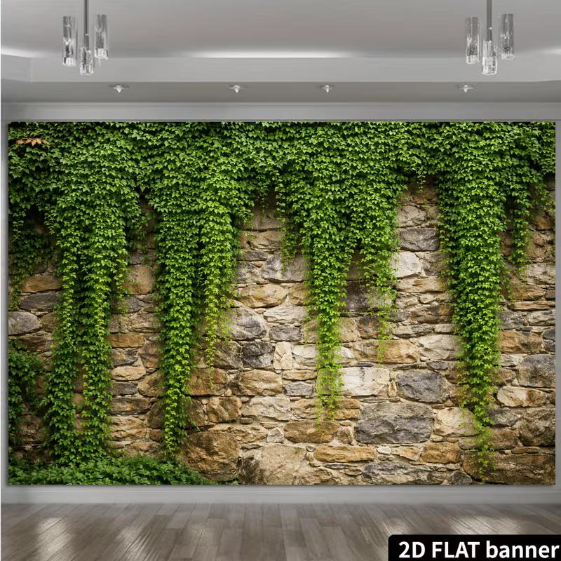 2D Country Garden Stone Wall Climbing Green Ivy Studio Portrait Backdrop