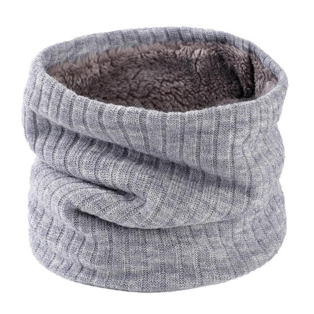 Unisex Double-Layer Fleece Neck Gaiter: Extra Thick, Warm, Solid Color Knitted Scarf for Autumn/Winter