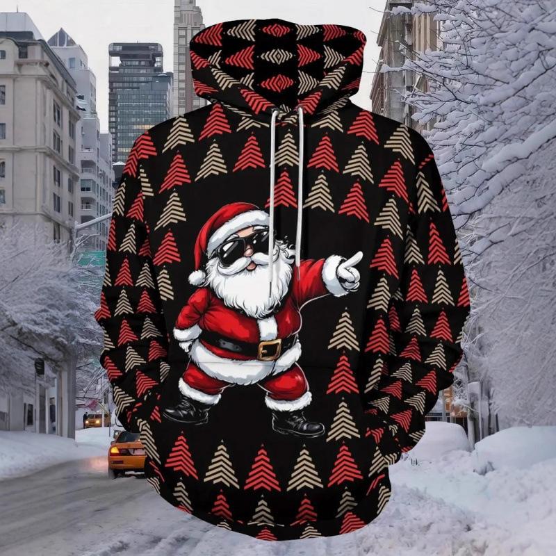 Creative Christmas Snowman 3D Printed Pocket Hoodie Autumn Winter Warm Comfortable Loose Soft Men's Sports Versatile Hoodies