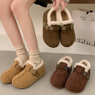 Damen Winterstiefel mit dicker Sohle, leicht, warm, mit integriertem Plüschfell, rutschfest, abriebfest, lässige Sport-Baumwollstiefel, Fellschuhe