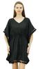 Bimba Women's V Neck Tassel Kaftan Short Rayon Caftan Designer Beachwear Coverup